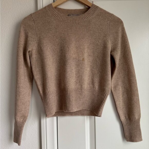 NWT J.Crew Cashmere Shrunken Crewneck Sweater in Heather Stone, Size XXS - Picture 3 of 8